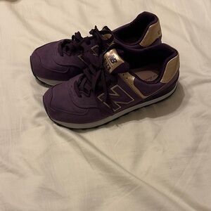 New Balance Sneakers in Deep Purple and Gold
